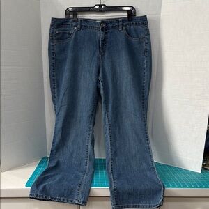 Just My Size Blue Wide Leg Embroidered Back Pocket Boho Denim Jeans Size 16W